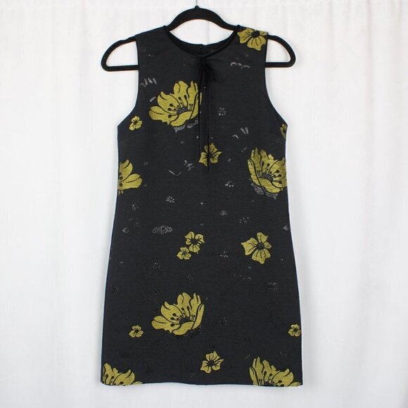 ZARA Navy Blue Gold Floral Sleeveless Mini Dress - Picture 1 of 8